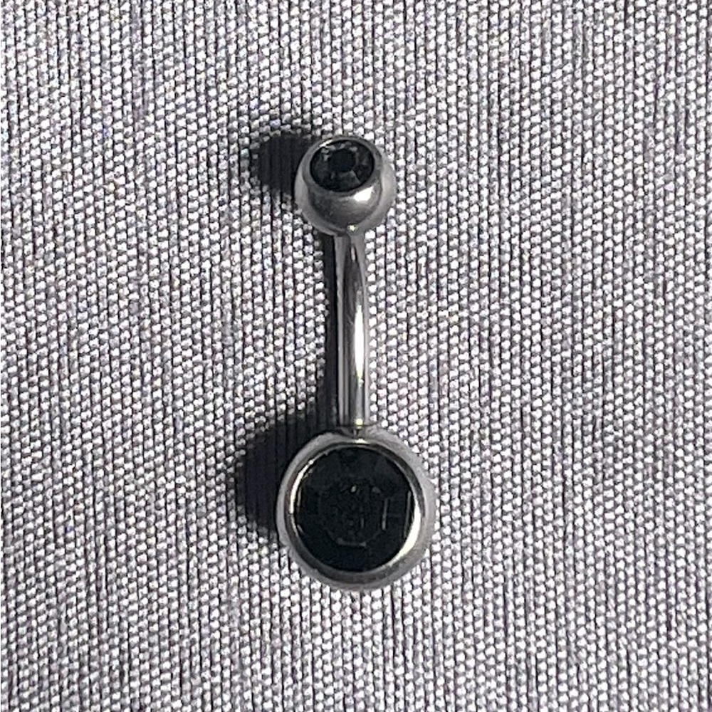 Black CZ 14G Belly Button Ring